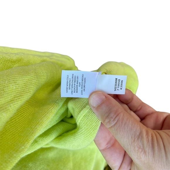 J. Jill Chartreuse Linen Blend Cardigan Sweater Lightweight Open Front - Picture 6 of 9